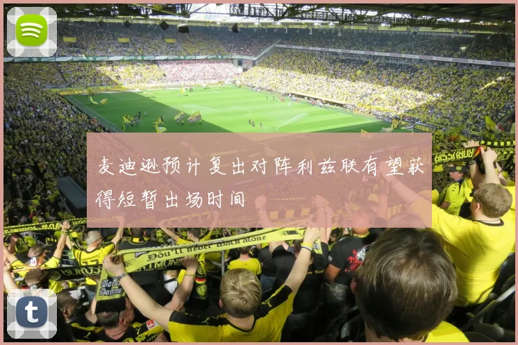 麦迪逊预计复出对阵利兹联有望获得短暂出场时间